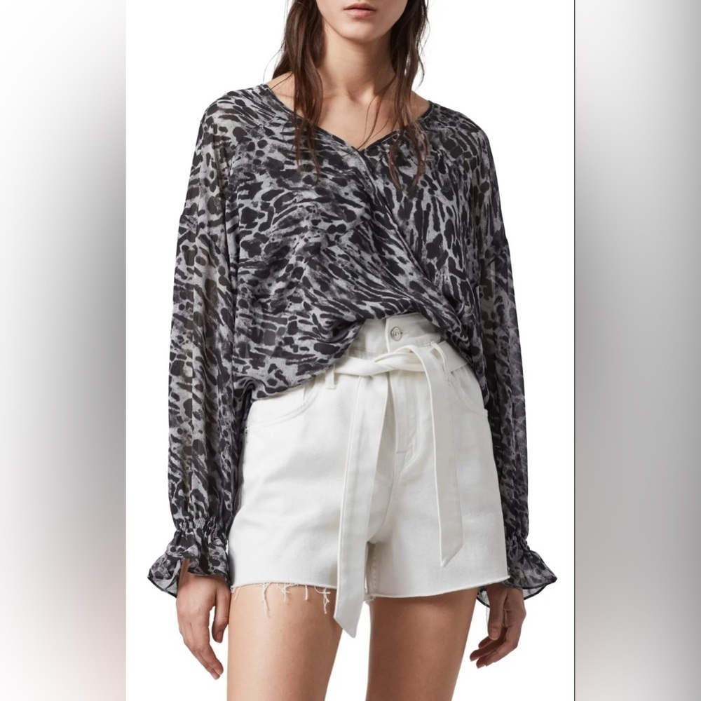 All Saints NWT Penny Ambient Crossover blouse